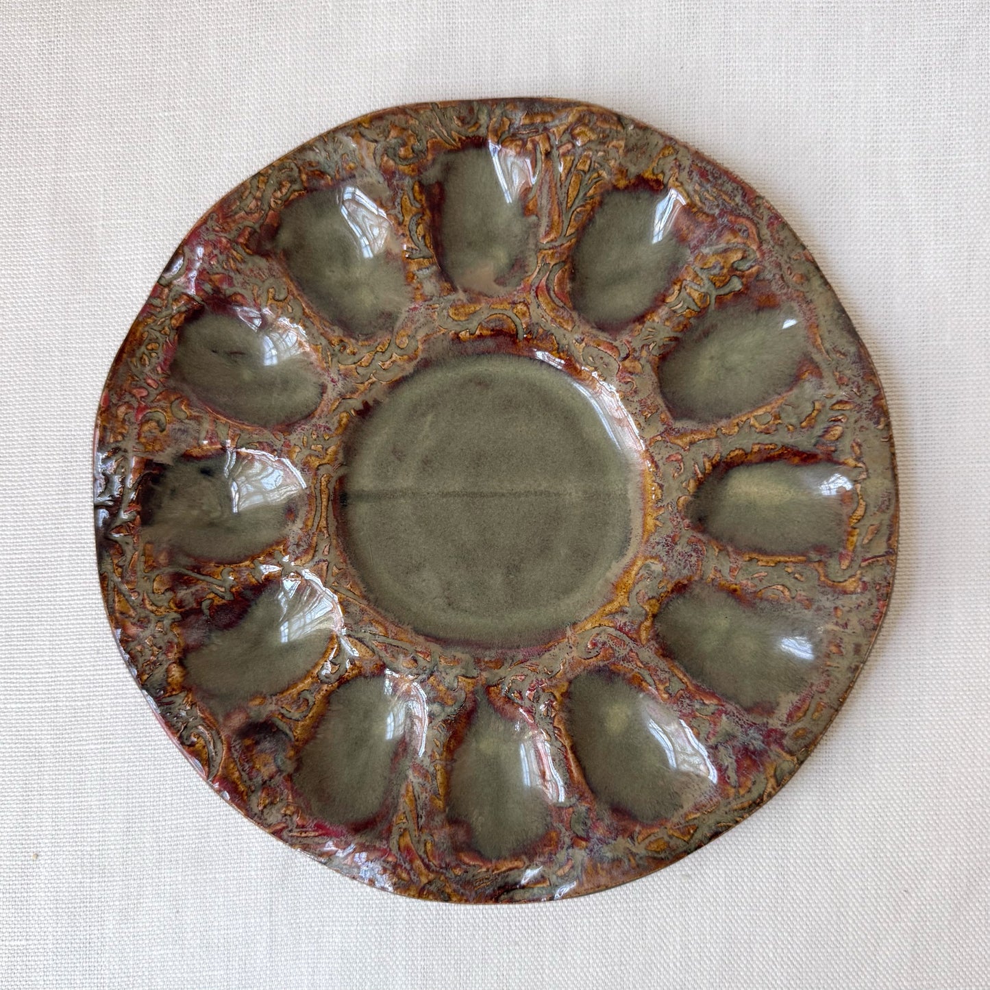 Handmade Pottery Deviled Egg Platter