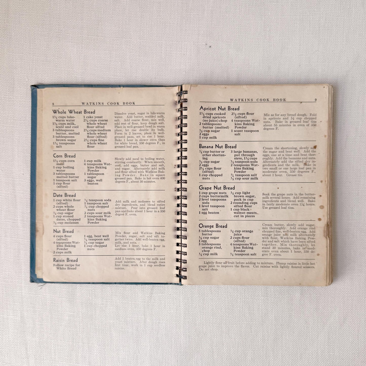 1930's Watkins Cookbook