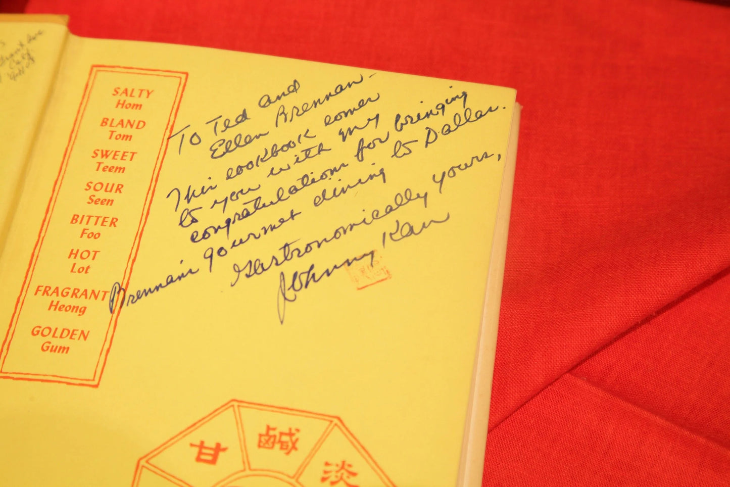 Eight Immortal Flavors Cookbook - Signed by Johnny Kan