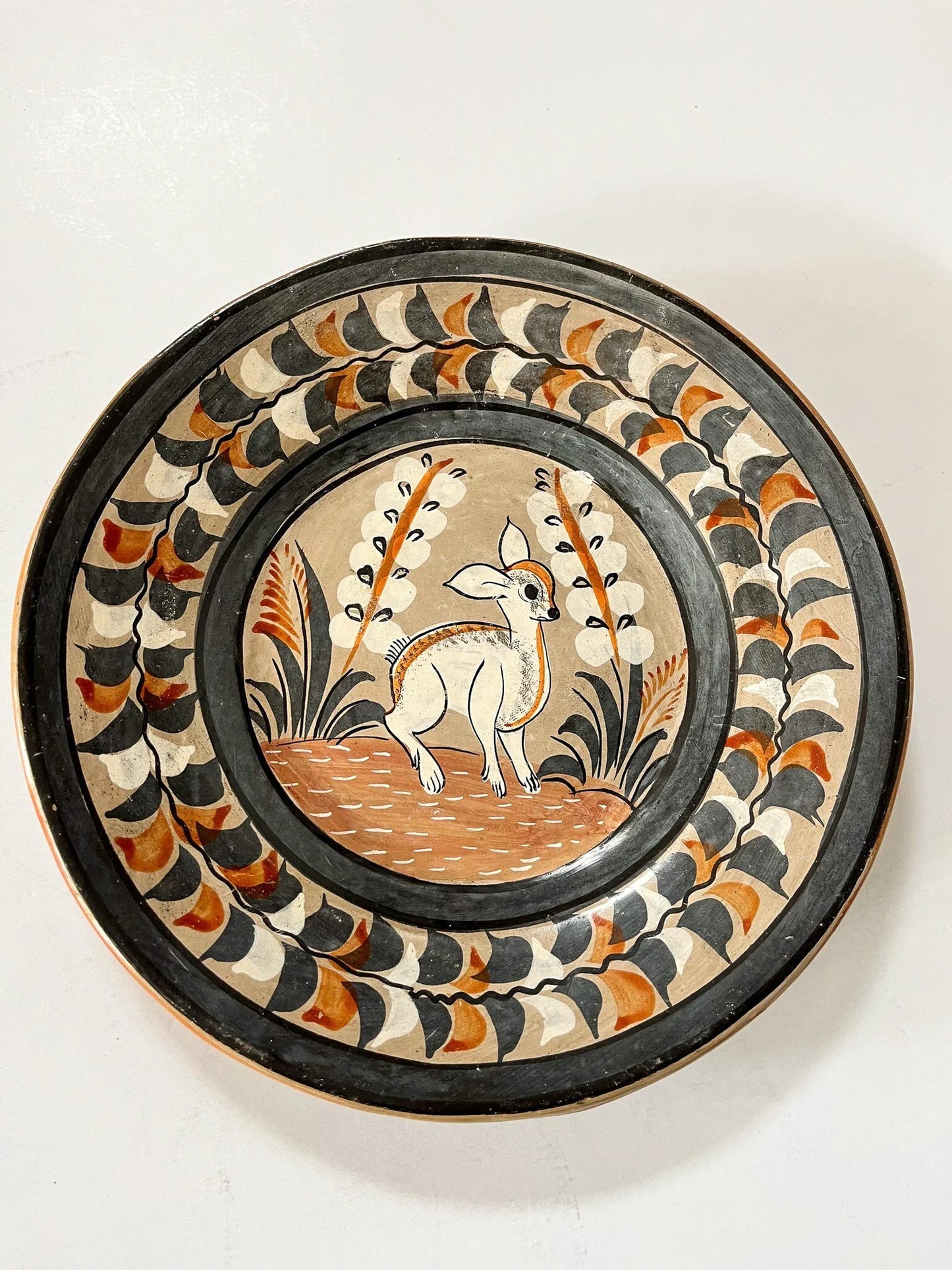 Vintage Hand Painted Earthenware Deer/ Critter Plates Set