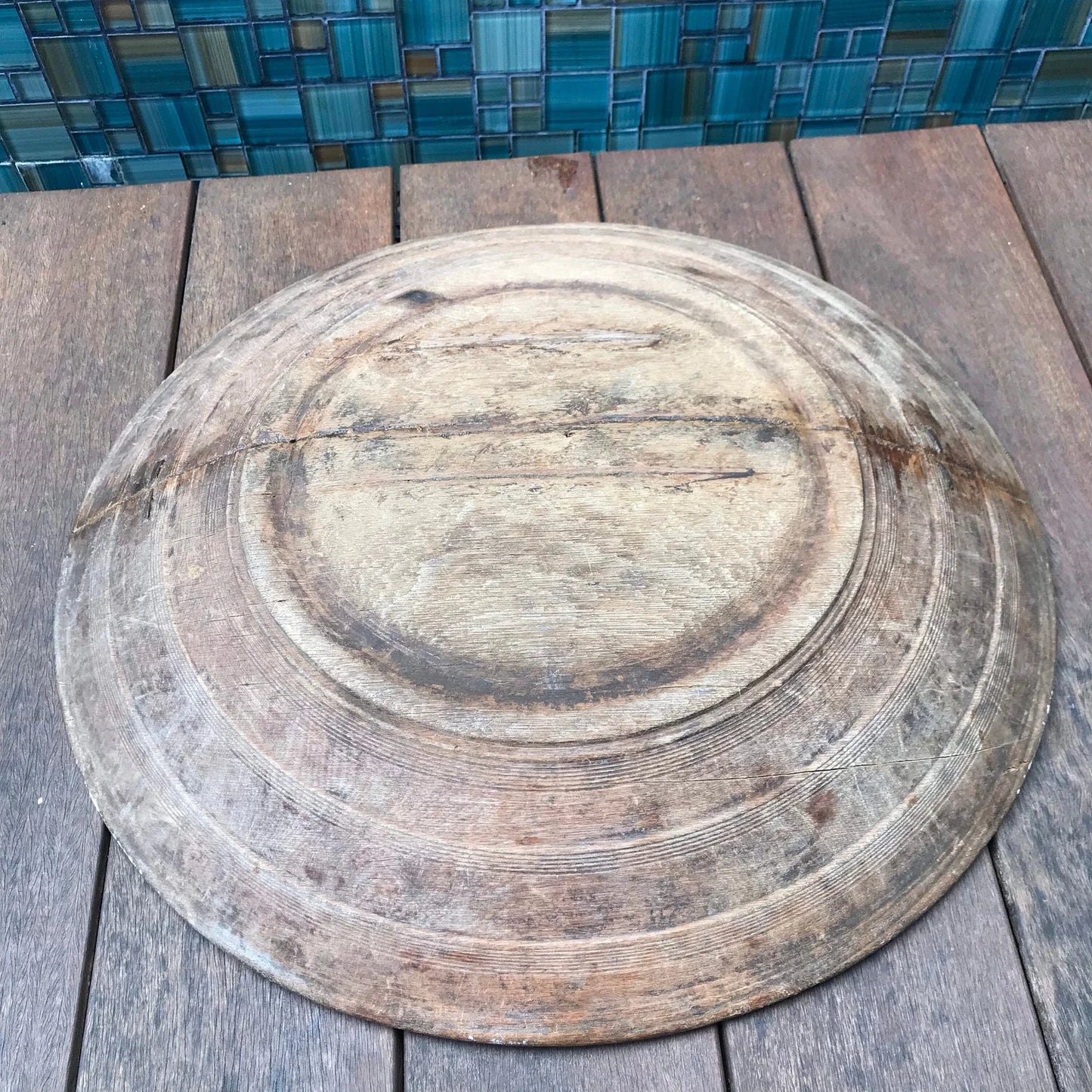 Antique Hand Carved Primitive Wooden Bread Bowl