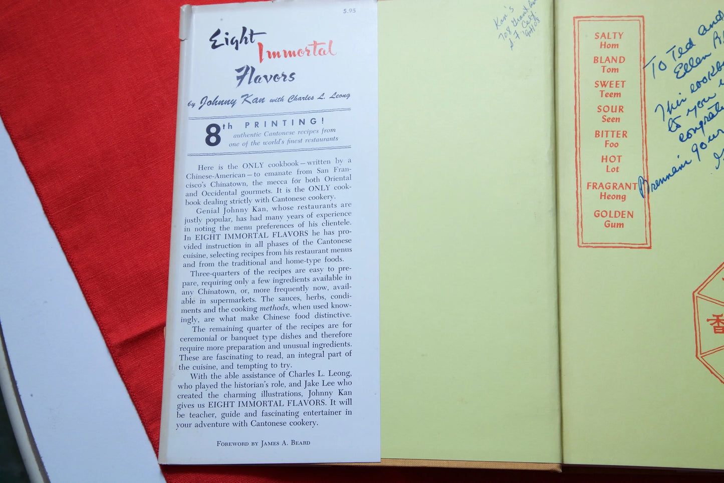 Eight Immortal Flavors Cookbook - Signed by Johnny Kan
